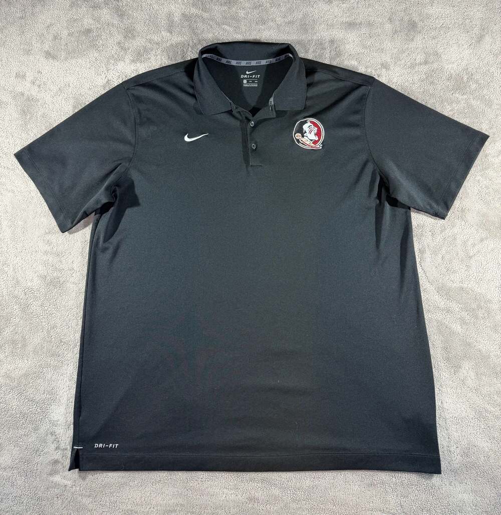 Nike Florida State Seminoles Black Dri-FIT Performance Polo Shirt Men's XXL FSU